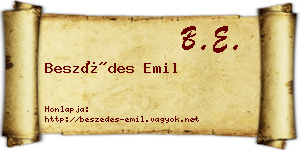 Beszédes Emil névjegykártya